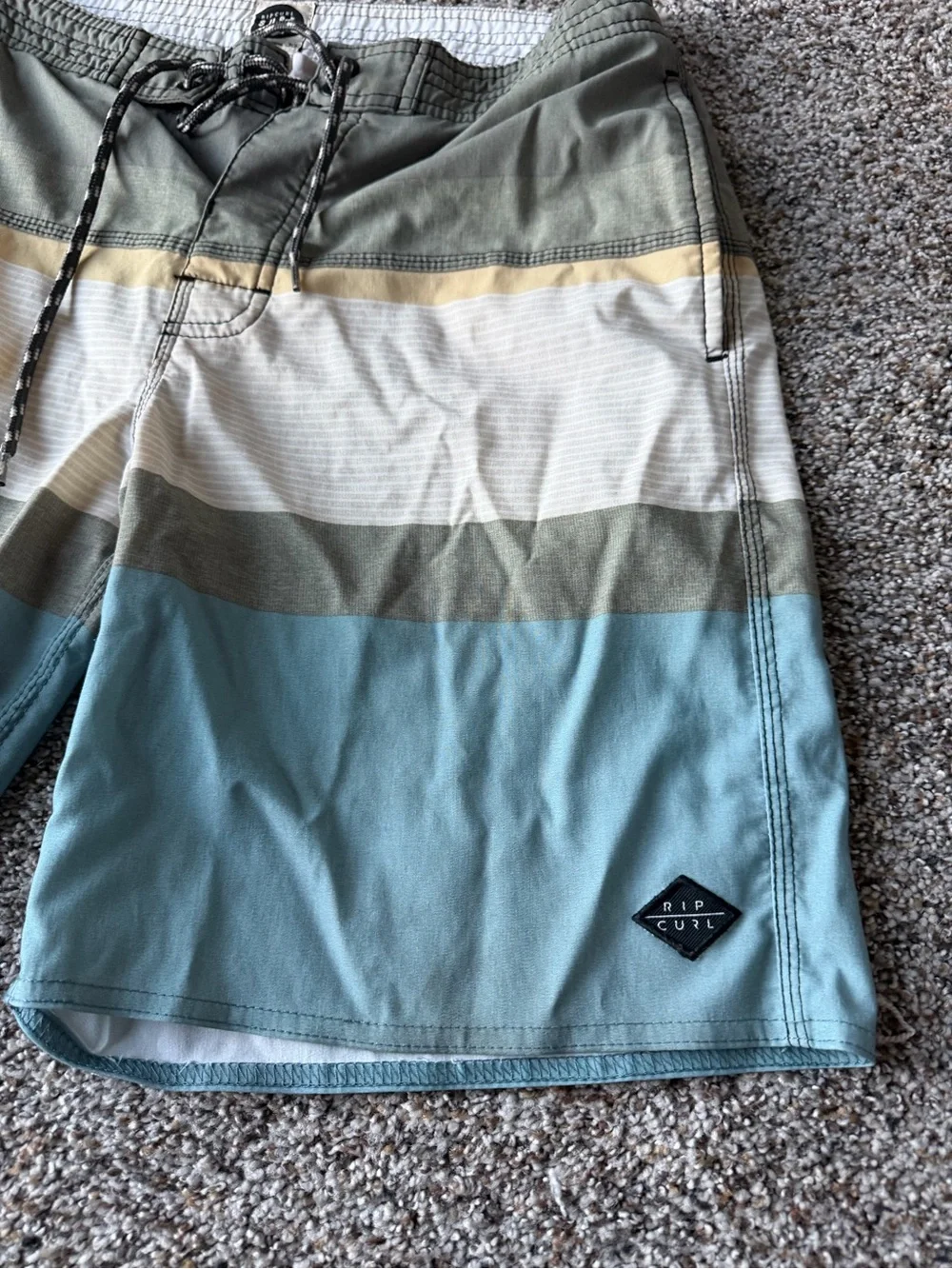 Rip Curl Surf Craft Men's 30 Blue Striped Boardshorts Swim Surf Shorts